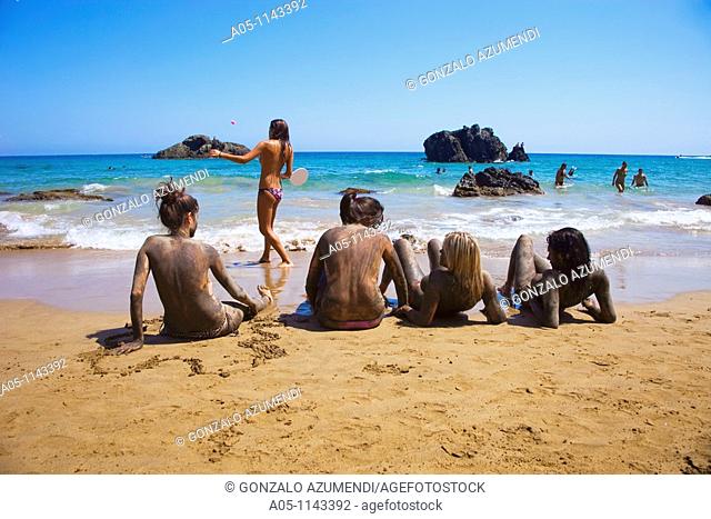 Aguas Blancas Beach. Mud bath. Ibiza. Balearic Islands. Spain