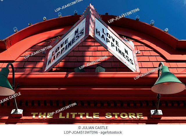 USA, Massachusetts, Provincetown. Exterior of the Love and Happiness drugstore in Provincetown