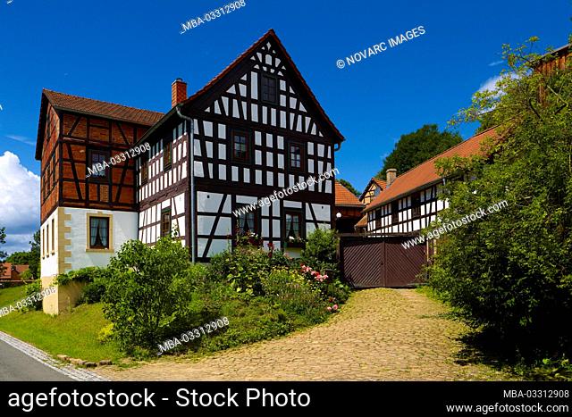 Half-timbered farm in Burkersdorf, T„lerd”rfer, Thuringia, Germany