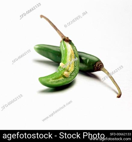 Green Serrano Pepper with a Half of One