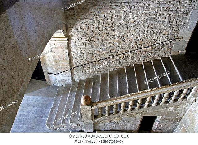 steps, Castell dels Comtes, s. XI-XVII, Santa Coloma de Queralt, Catalonia, Spain