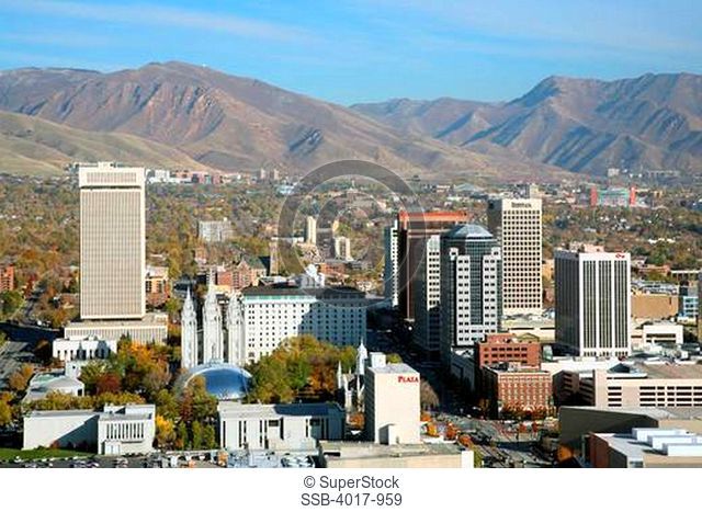 Aerial of Salt Lake City Skyline