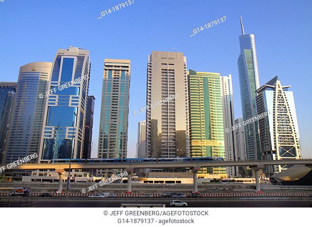 United Arab Emirates, U A E , UAE, Middle East, Dubai, Jumeirah Lake Towers Metro Station, Red Line, Lake City Tower, Global Lake View, Almas Tower