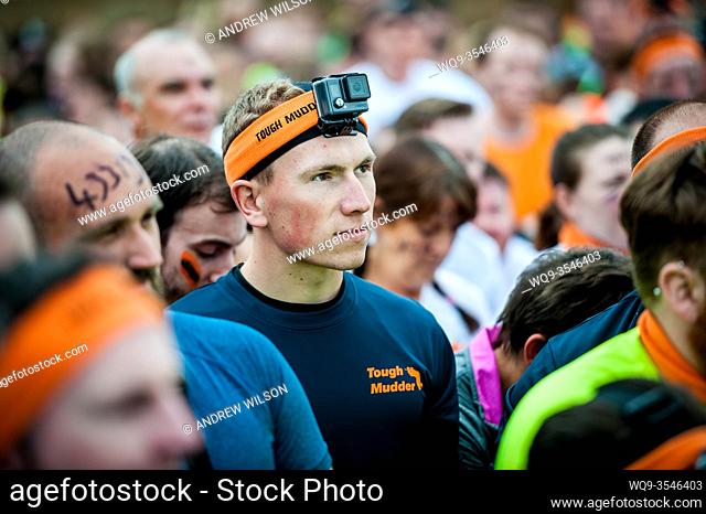 Competitors taking part in a Tough Mudder extreme sport event at Drumlanrig Castle, Dumfries and Galloway, Scotland