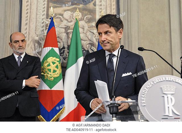 Italian Premier Giuseppe Conte arrives at Rome's Quirinale Presidential Palace, . The Italian presidential palace says Premier Giuseppe Conte has formed a new...