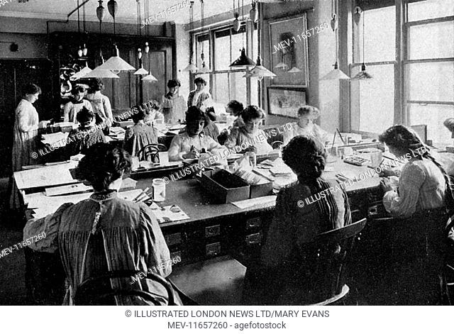 The designing room at Raphael Tuck & Sons, fine art publishers of prints, cards, Almanacks and postcards, staffed largely by women