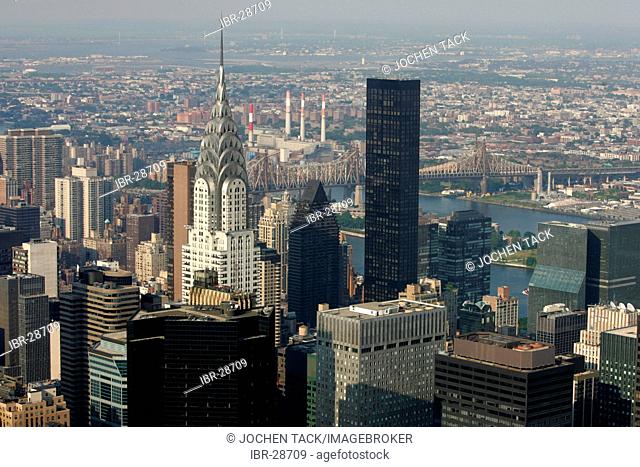 USA, United States of America, New York City: View of the sky scraper panorama of Midtown Manhattan, from the Empire State building