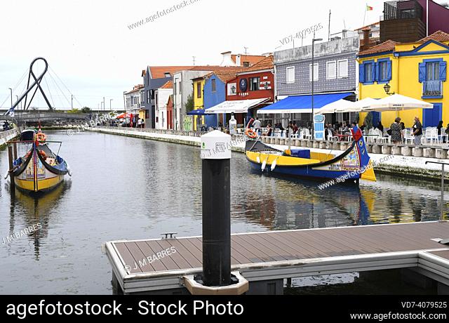 Aveiro, canal with moliceiro boats. Centro Region, Portugal
