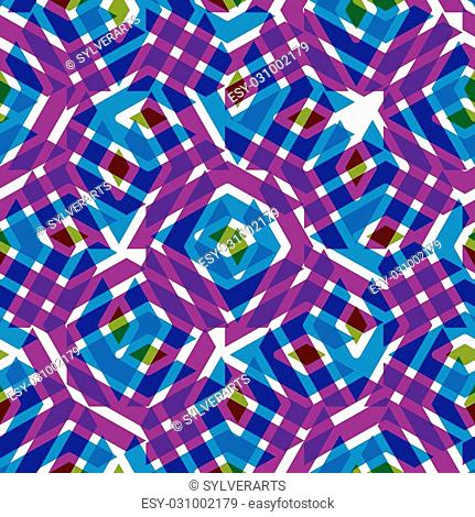 Geometric messy lined seamless pattern, bright transparent vector endless background. Purple decorative maze expressive motif overlay texture