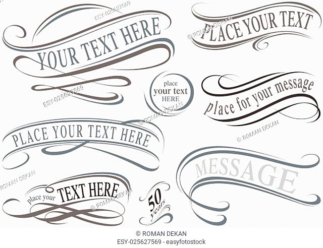Calligraphic Design Elements - Typographic Illustrations, Vector