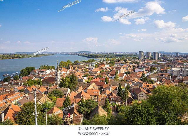 View of Zemun rooftops and the Danube River, Zemun, Belgrade, Serbia, Europe