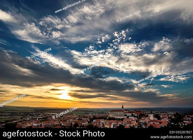 Autumn colorful sky with clouds at sunset, photographed in the Czech Republic