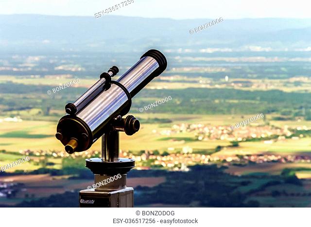 Big telescope on the point of view in Alsace hills