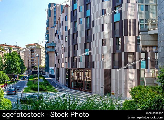 Milan, Italy - June 11, 2017: Modern residential buildings built in the center of Milan on the edge of the Isola district