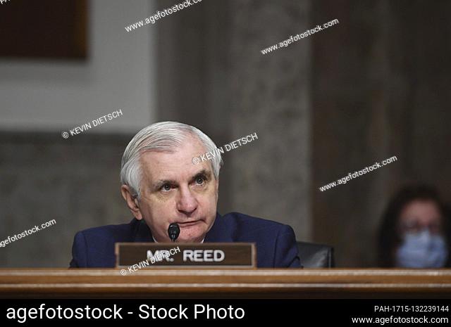 United States Senator Jack Reed (Democrat of Rhode Island), ranking member, US Senate Armed Services Committee, during a hearing on Capitol Hill in Washington