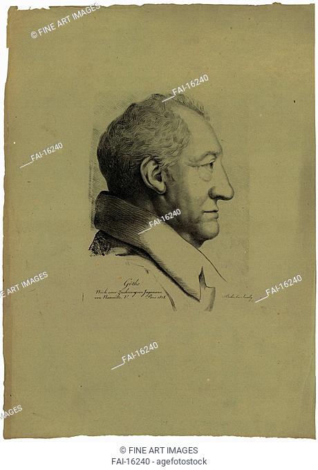 Portrait of the author Johann Wolfgang von Goethe (1749-1832). Pfenninger, Elisabeth (1772-1837). Lithograph. Classicism. 1818. Private Collection