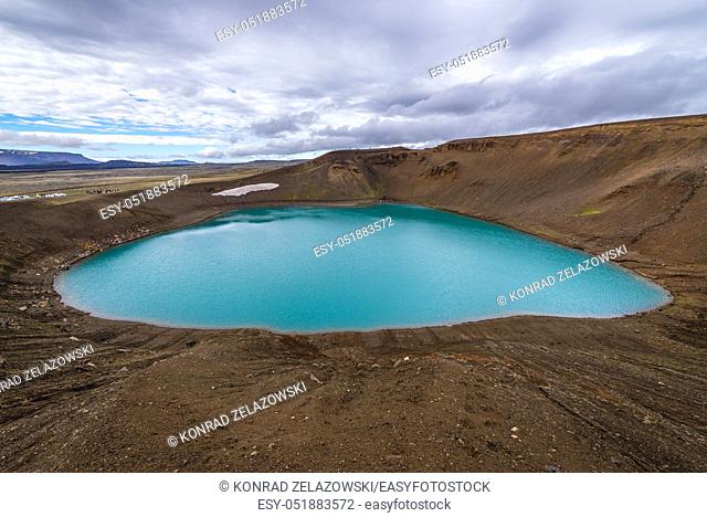 Lake inside Viti - Hell crater of Krafla caldera in Iceland