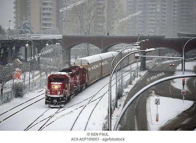 CP Rail freight train in New Westminster, British Columbia, Canada