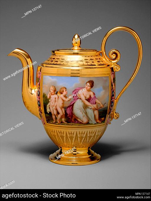 Teapot (théière Asselin), part of Breakfast Service (déjeuner). Factory: Sèvres Manufactory (French, 1740-present); Decorator: Figural decoration by Étienne...