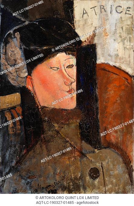 Amedeo Modigliani: Beatrice (Portrait de Béatrice Hastings), Amedeo Modigliani, 1916, Oil on canvas with newsprint, A British poet and journalist