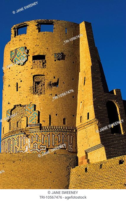 Herat Afghanistan Timurid Tilework on a Tower of The Citadel  Qala-i-Ikhtiyar-ud-din  Originally built by Alexander the Great but built in it's present form by...