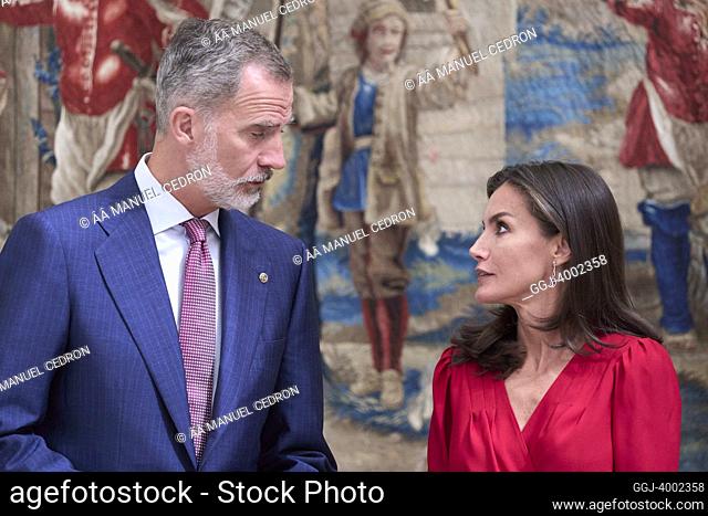 King Felipe VI of Spain, Queen Letizia of Spain attend he National Sports Awards 2019 and 2020 at El Pardo Royal Palace on July 18, 2022 in Madrid, Spain