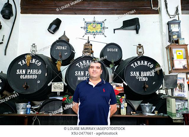 Traditional sherry and tapas bar - Bar Tabanco in Jerez, Andalusia, Spain. sherry wines are sold from the barrel
