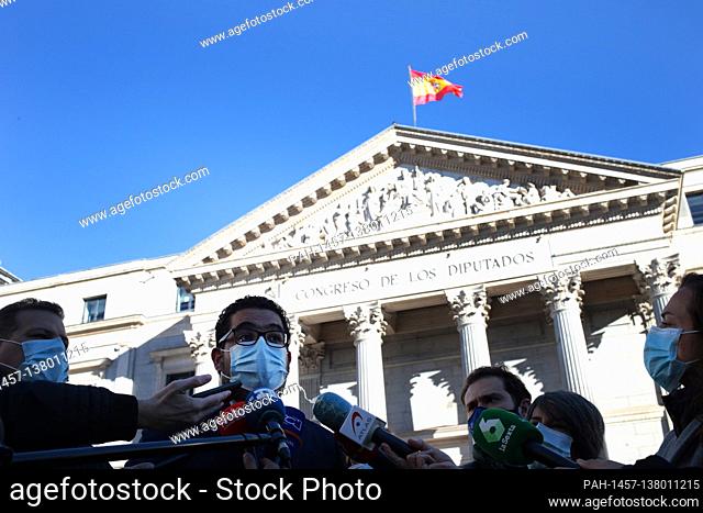 Madrid, Spain; 09/12/2020.- Winston Flores deputy of Popular Will..Venezuelan deputies in exile in Spain deliver a report on the observation of the Venezuelan...
