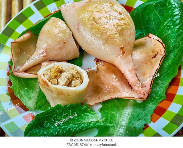 Kalamar dolmas? - stuffed squid, Turkish cuisine