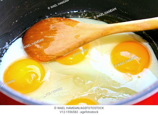 Eggs yolks in a fryer