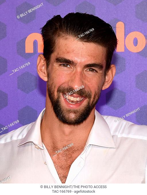 Michael Phelps attends Nickelodeon’s Kids’ Choice Sports 2018 hosted by Houston Chris Paul at The Barker Hanger on July 19, 2018 in Santa Monica, California