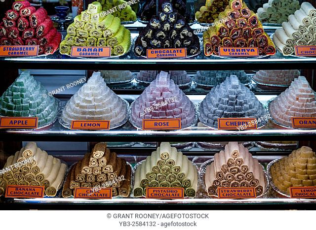 Turkish Delight For Sale In The Grand Bazaar, Marmaris, Mugla Province, Turkey