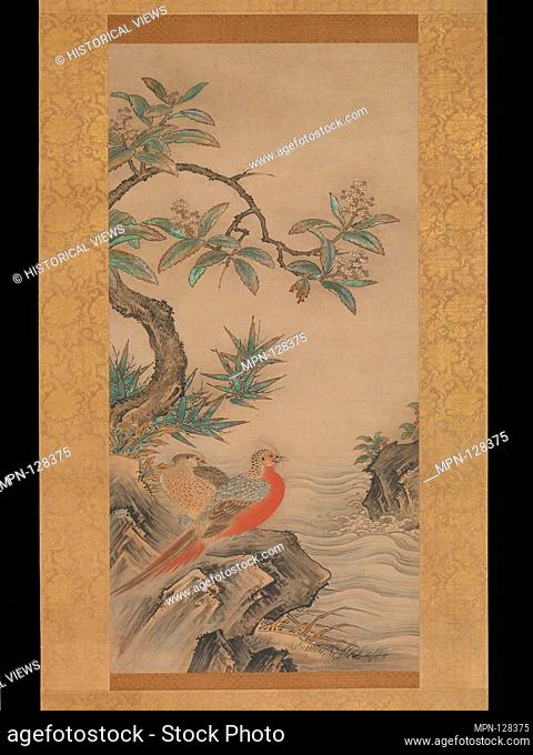 å››å­£èŠ±é³¥å›³/Pheasants among Trees: Flowers of the Four Seasons. Artist: Kano Shoei (Japanese, 1519-1592); Period: Muromachi (1392-1573); Date: probably...