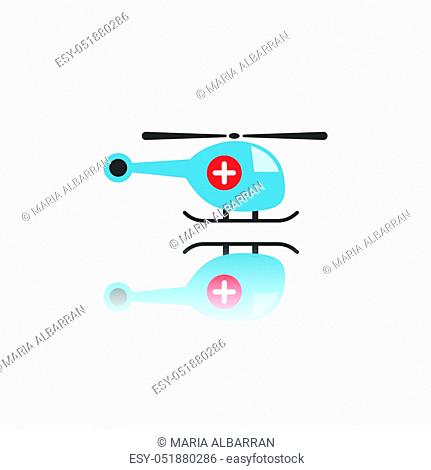 Emergency helicopter icon with reflection. Isolated vector illustration