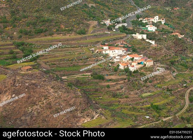 Village of El Juncal in The Nublo Rural Park. The Juncal ravine. Tejeda. Gran Canaria. Canary Islands. Spain