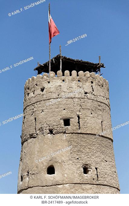 Historical defence tower, Al-Fahidi Fort, Dubai Museum, United Arab Emirates, Middle East, Asia