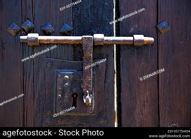 knocker spain castle lock lanzarote abstract door wood in the red brown