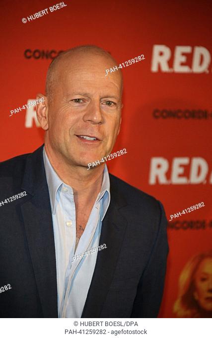 U.S. Actor Bruce Willis attends the photo call of ""R.E.D. 2"" at Hotel Mandarin Oriental in Munich, Germany, on 24 July, 2013