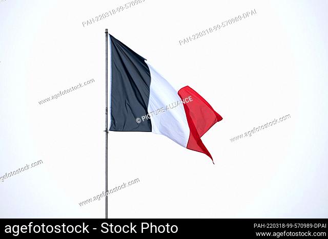 16 March 2022, France, Magny-Cours: A French flag flies in the wind at Magny-Cours International Circuit / Nevers France. Photo: Silas Stein/dpa