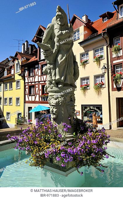 Schnabelgiere Fountain, Meerburger carnival, Meersburg on Lake Constance, Baden-Wuerttemberg, Germany, Europe