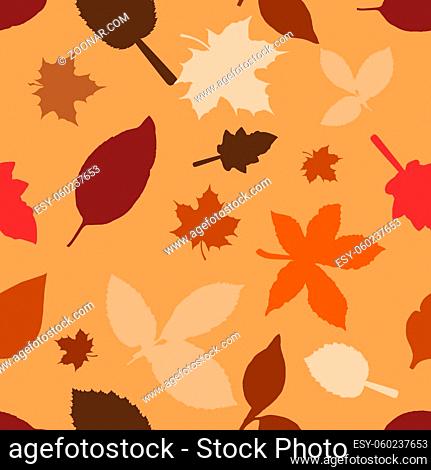 Autumn leaves seamless background, seasonal vector illustration