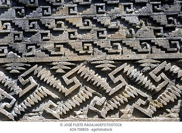 Zapoteca Culture. Ruins of the religious complex. Stone mosaic. Oxaca State, near Oxaca city. Tlacolula Valley-Mitla city