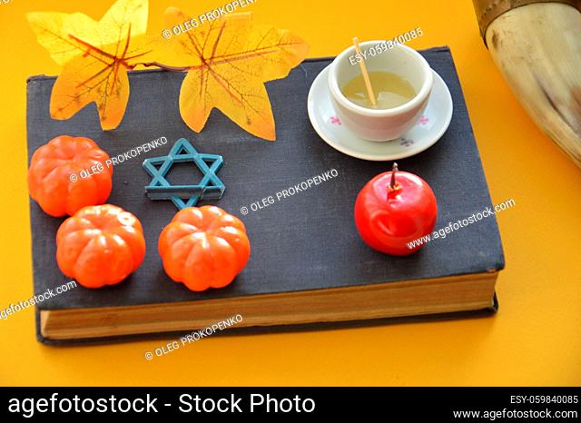 Autumn treats for Jewish New Year Rosh Hashanah of the symbols in the holiday