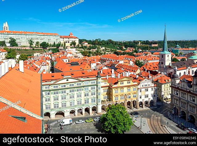 Aerial view over the city of Prague (Czech Republic)