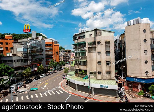 Taipei, Taiwan - June 15th, 2020: cityscape of buildings under blue sky, Taipei city, Taiwan, Asia