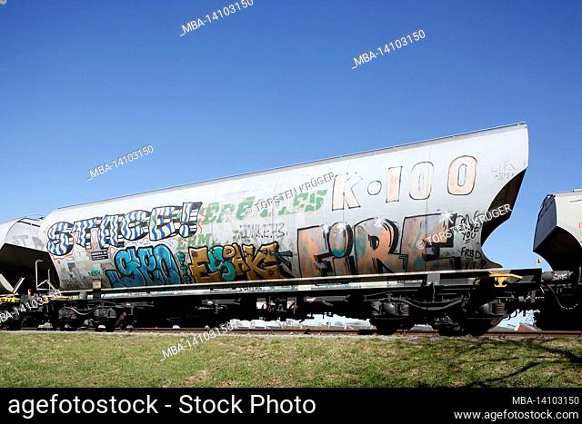 freight wagon standing on a rail, bremen, germany, europe