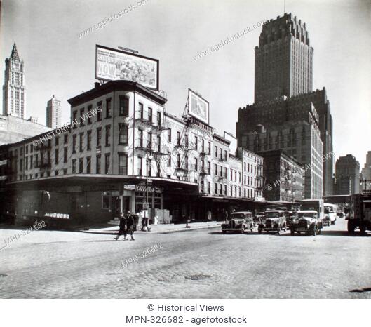 West Street Row: V, between Warren & Murray Streets, Manhattan. Abbott, Berenice, 1898-1991 (Photographer) Federal Art Project (New York, N.Y