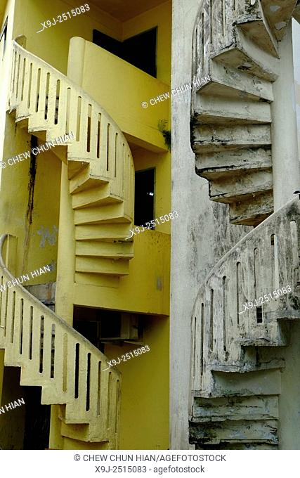Cityscape, Twin Spiral Staircases, Padungan street, kuching, sarawak, malaysia, borneo