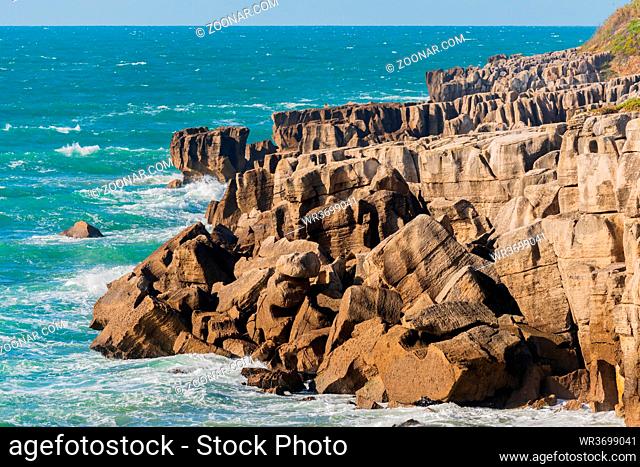 Peniche sea cliffs with atlantic ocean in Portugal