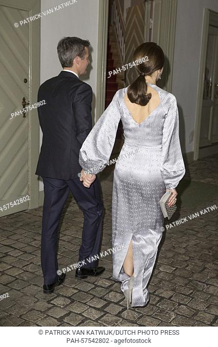 Crown Prince Frederik and Crown Princess Mary attending an gala dinner for the 75th birthday of Queen Margrethe at Fredensborg palace, Denmark, 16 April 2015